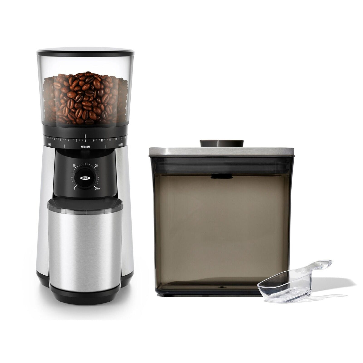 conical-burr-coffee-grinder-and-steel-coffee-pop-container-1-7-qt-with-scoop-bundle-u2 11409800.jpg