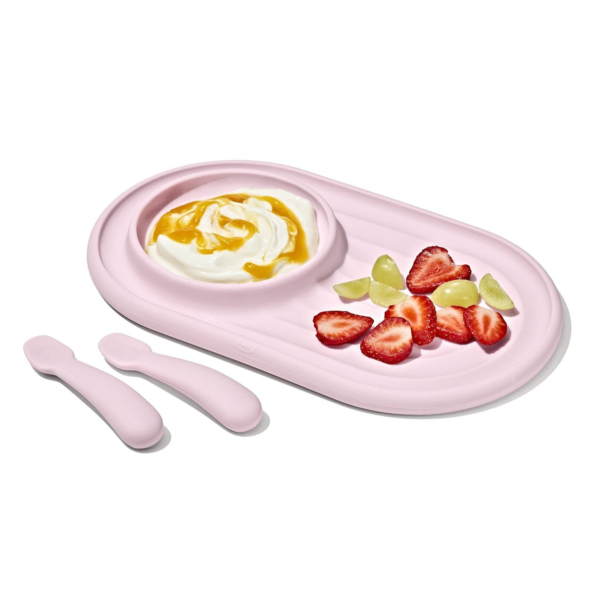 textured-suction-plate-and-spoons-set-3-piece-c2 tot_61177300_developmental-plate-2-spoon-set-blossom_apdp_00_main.jpeg